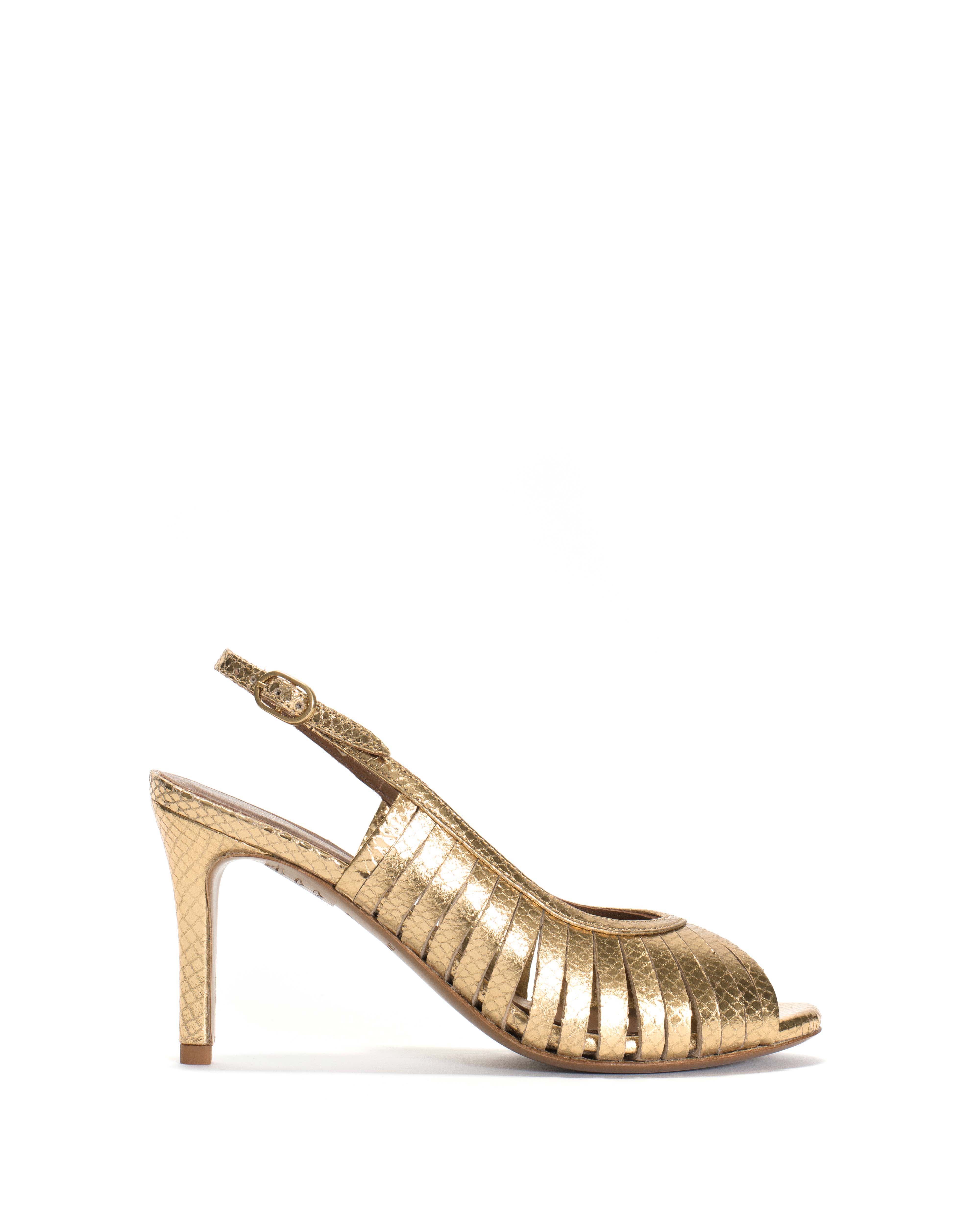 Zenia 75 Snake metallic calf Gold