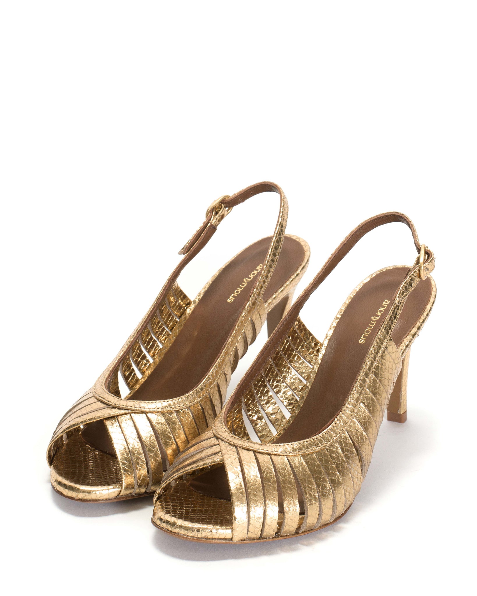 Zenia 75 Snake metallic calf Gold - Anonymous Copenhagen