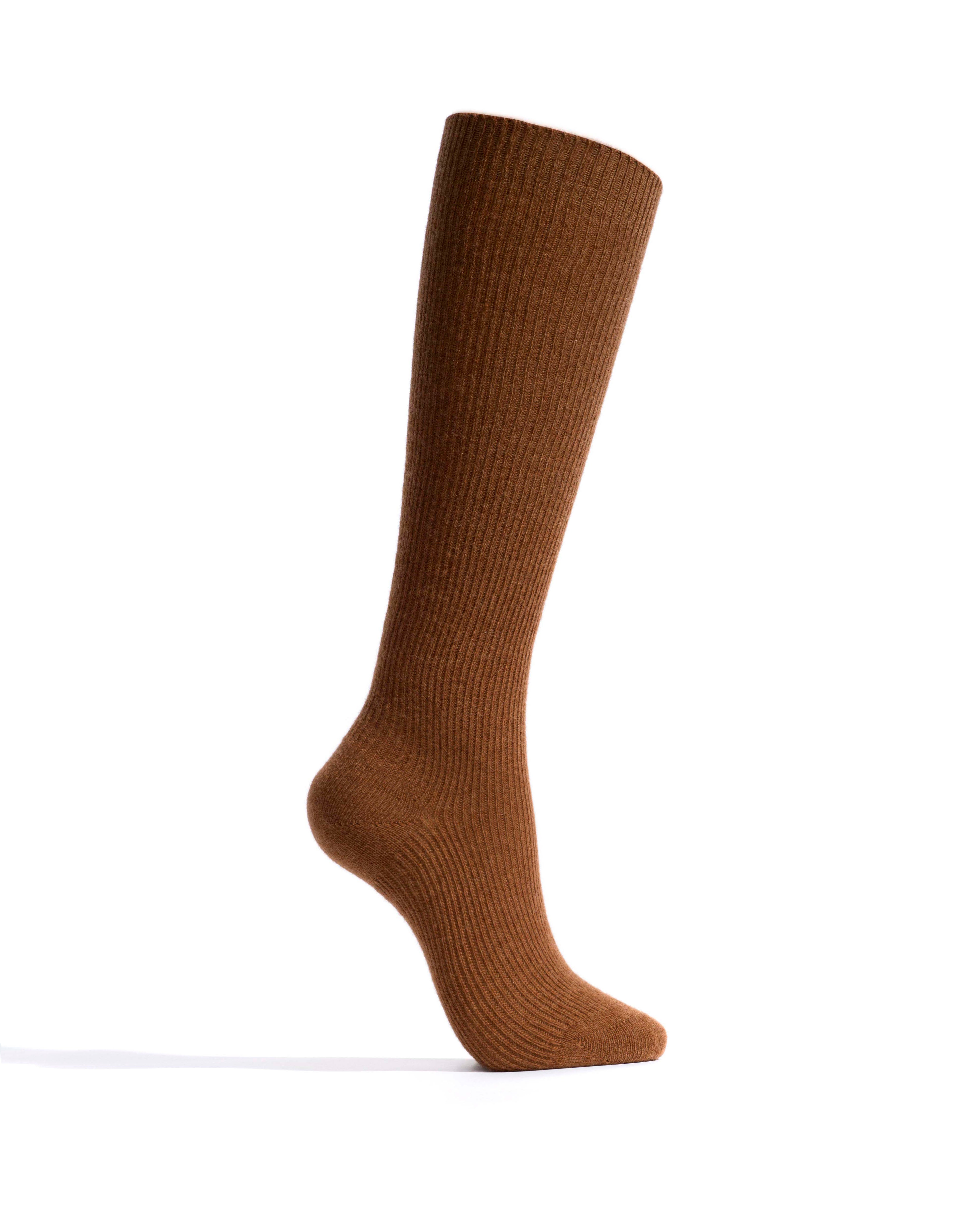 Lanai knee-high cashmere socks 70% wool 30% cashmere Coconut brown