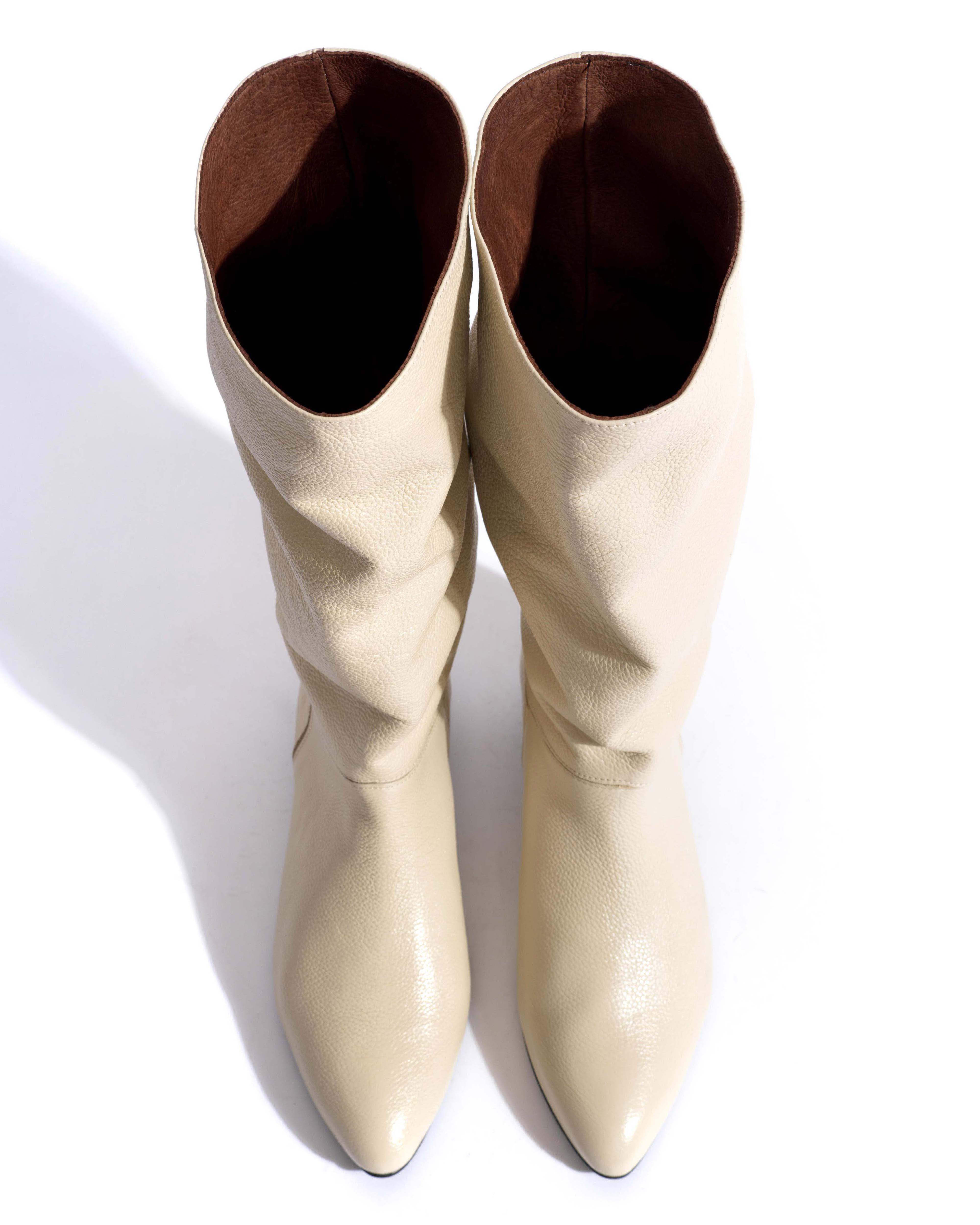 Jasmina 20 Pebbled soft calf & suede leather White sand