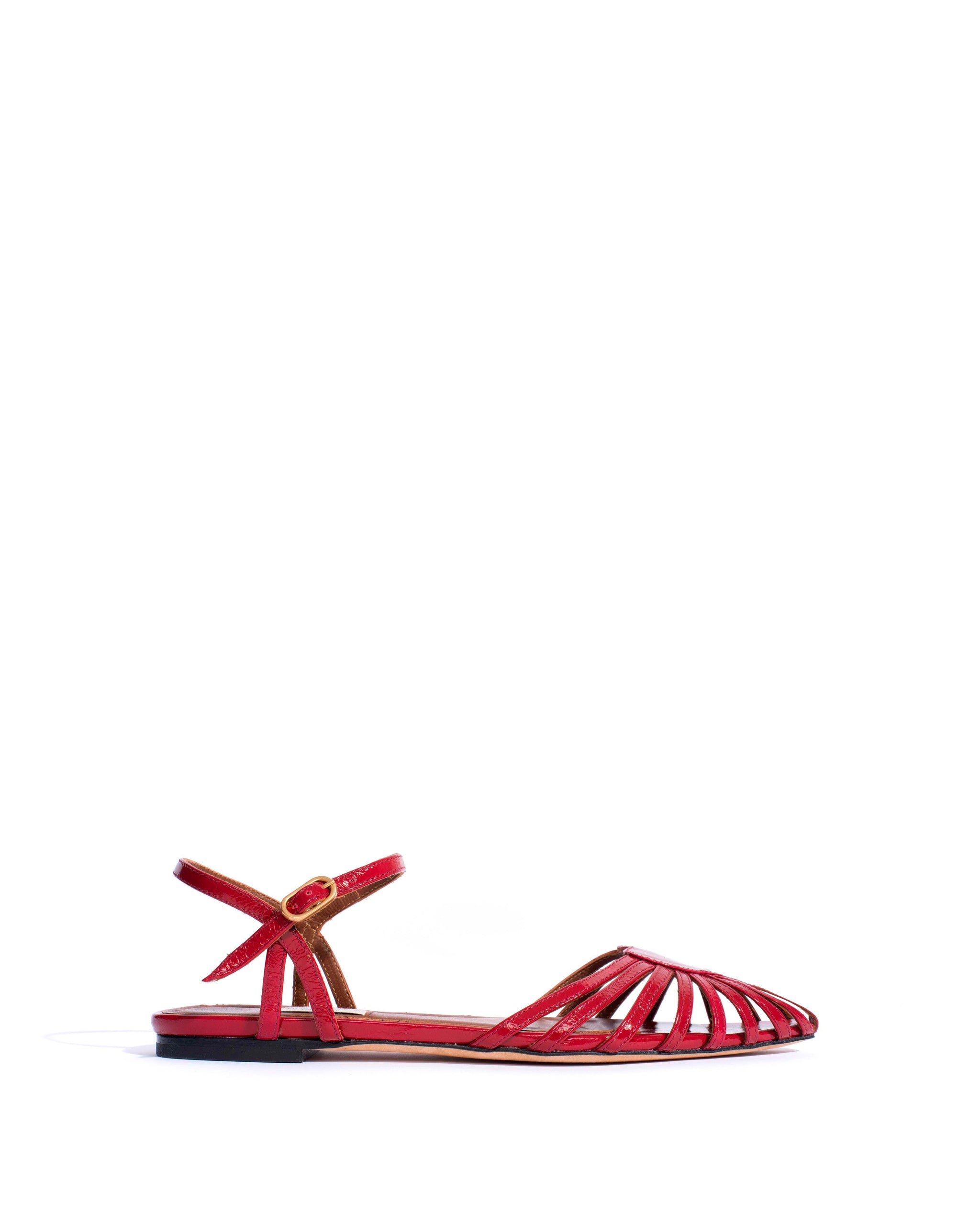 Keesha 10 Crinkled polished goat Scarlet - Anonymous Copenhagen Flat sandals