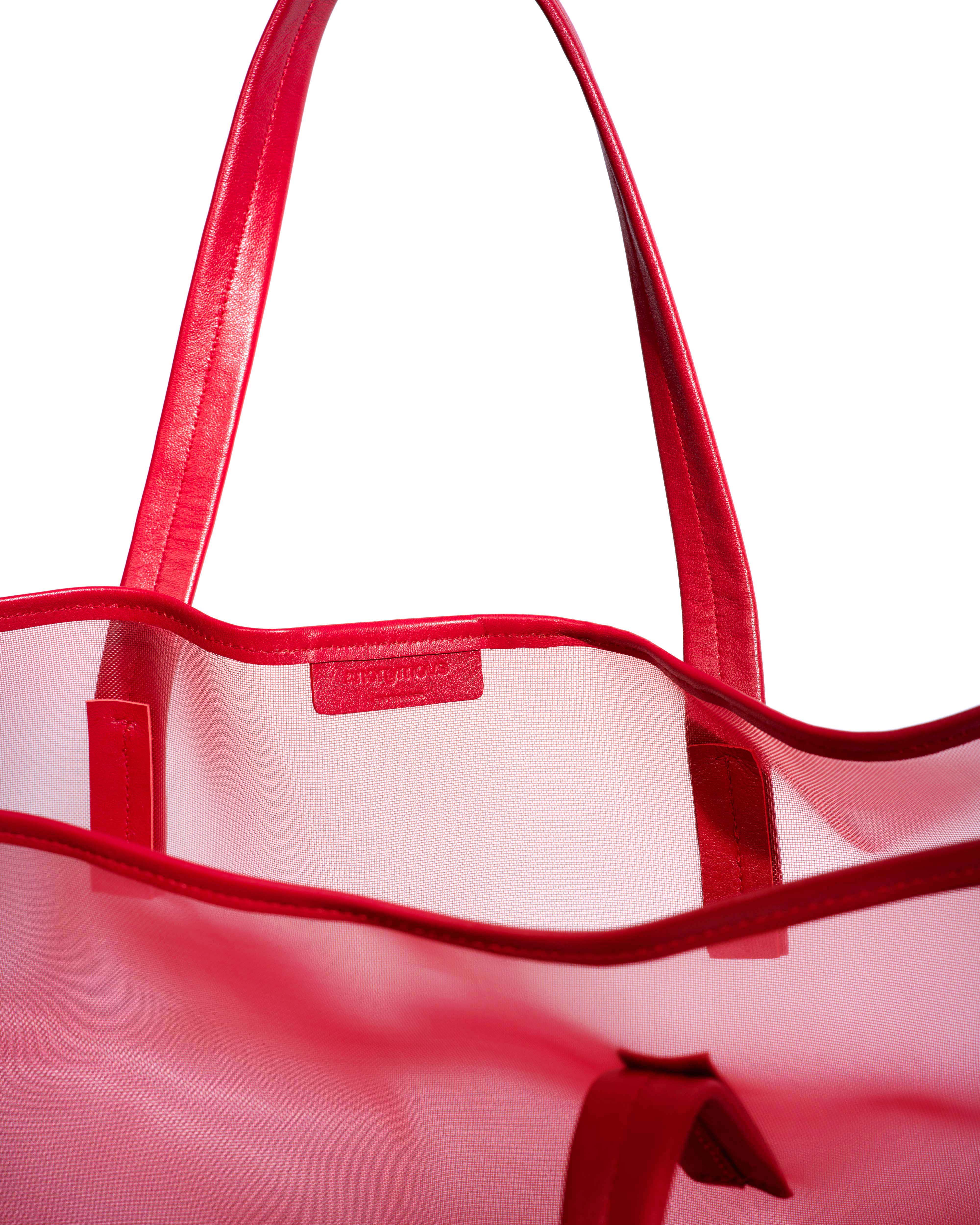 Ruba shopper mesh Shiny lamb & mesh Ruby red