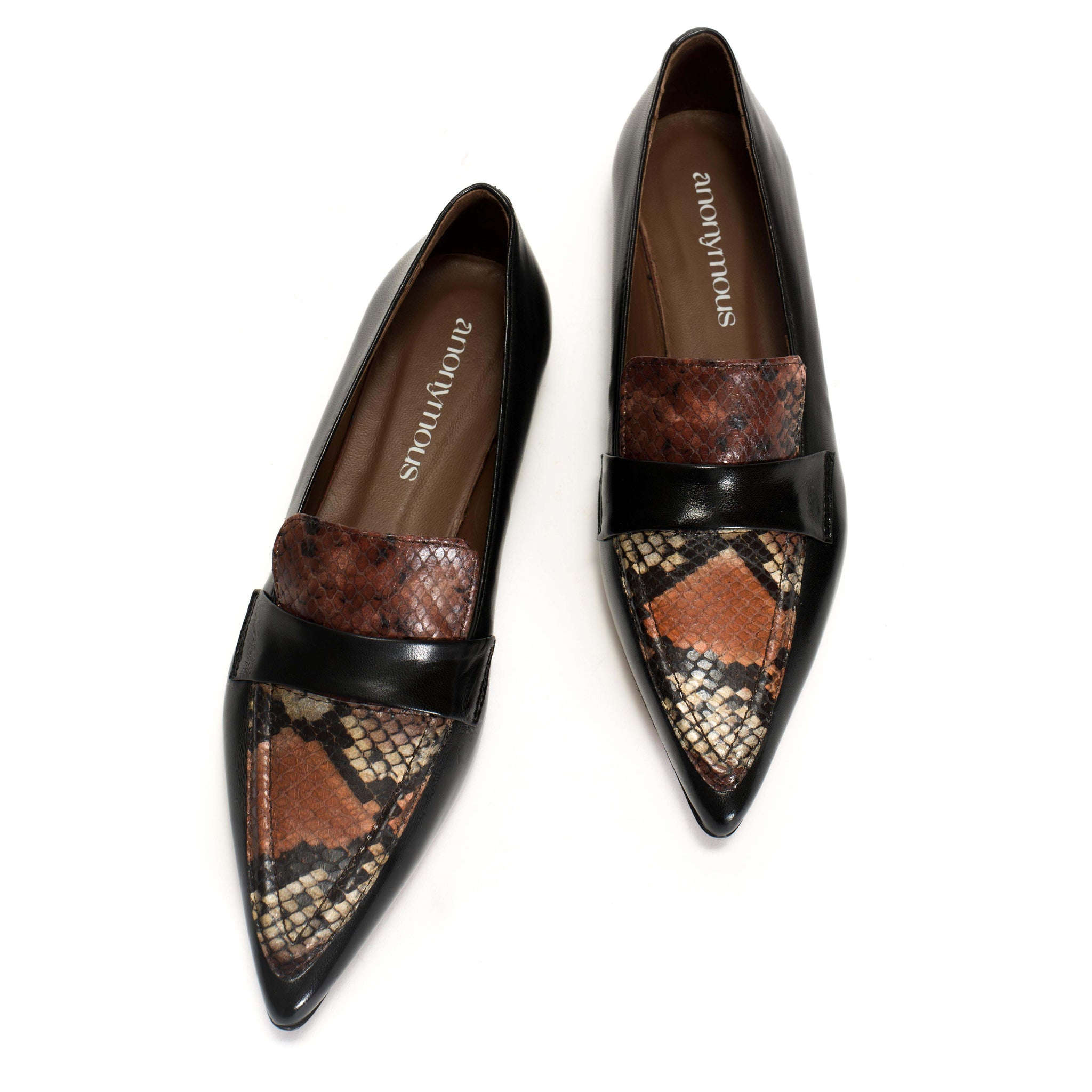 Camm Shiny lamb & snake calf Black & Natural coral multi - Anonymous Copenhagen