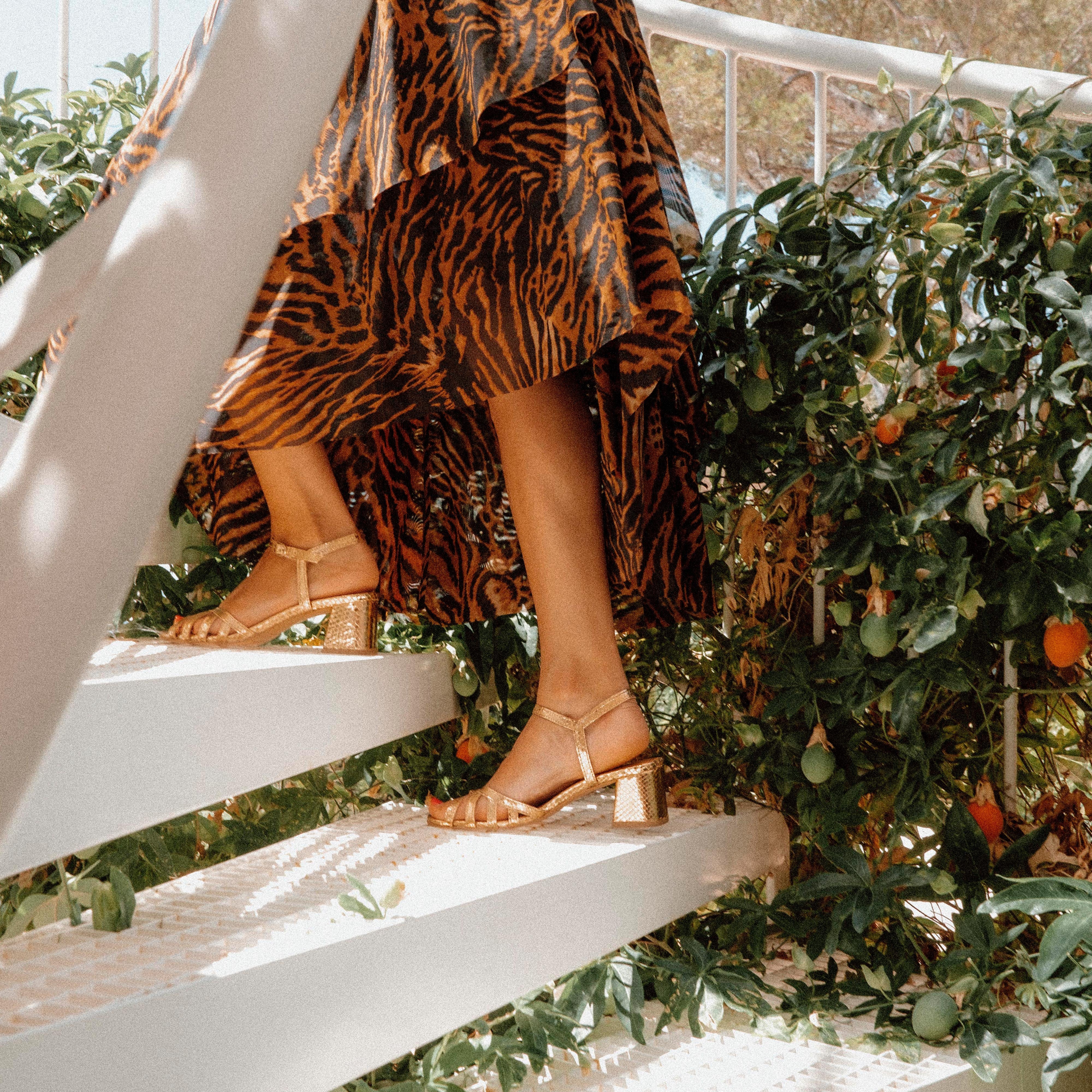 Issi 55 Metallic snake calf Gold